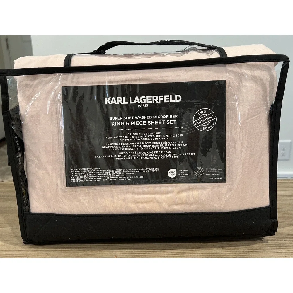 Karl Lagerfeld Paris King Size  6 Piece Sheet Set Super Soft Washed Microfiber